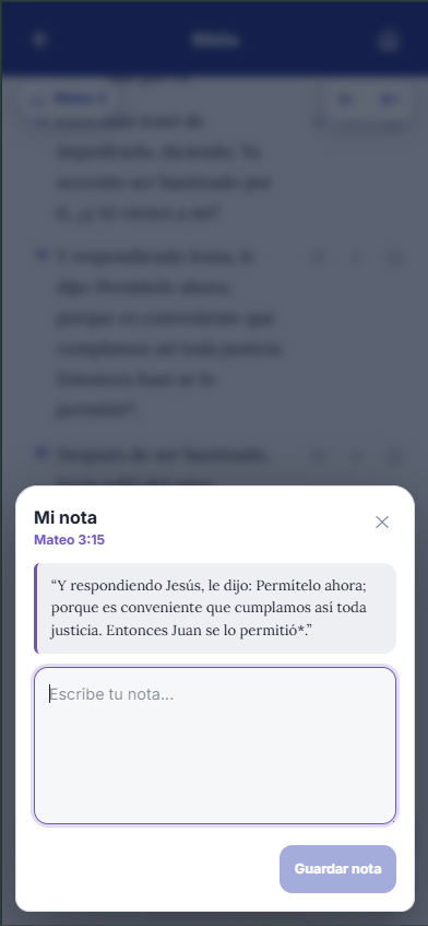 Nota personal vinculada a Mateo 3:15